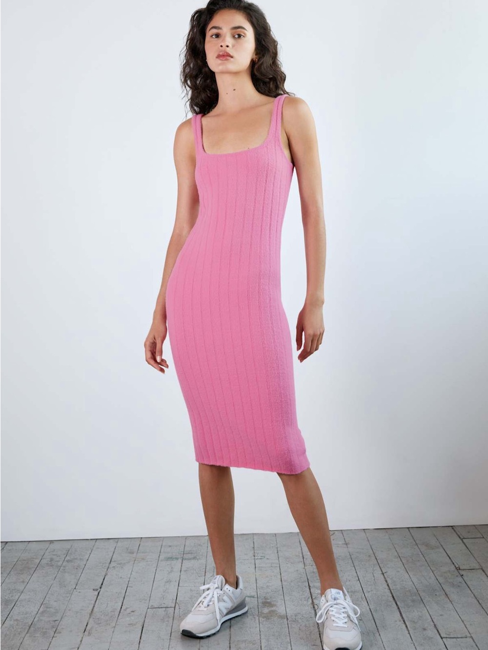 Aritzia Wilfred Hush Knit Dress Bubblegum Pink Eyelash Sweater Tank Dress